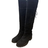 Nine West Women’s Black Suede Lug Sole Lace-Up Knee-High Mavira Boots Size 10M