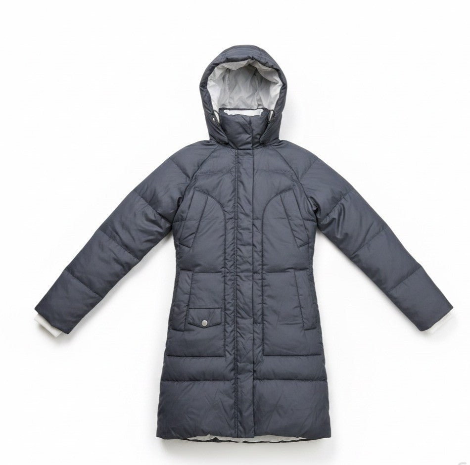 United Colors Of Benetton Womens Navy Nylon Down Hooded Puffer Jacket Size XS