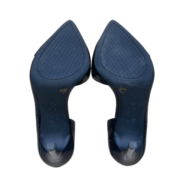 Jessica Simpson Women’s Black Faux Leather Croc-Embossed D'Orsay Heels Size 6M