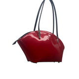 Beijo Womens Red Glossy Black Straps Chic Modern Design Tote Handbag