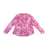 Zara Womens Pink Floral Sheer Blouse Long Sleeve Button Front Ruffled Collar Siz