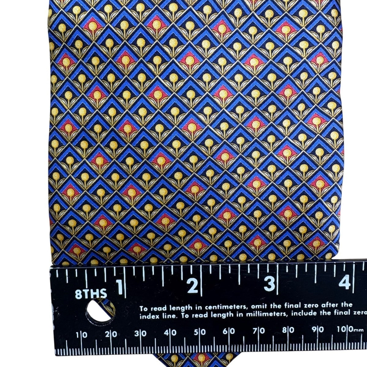 Fabergé Mens Blue All Silk Geometric Patterned Handmade Tie Made In USA