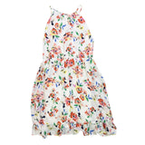 Miami Womens White Floral Halter Dress Summer Casual Ruffle Hem Size L
