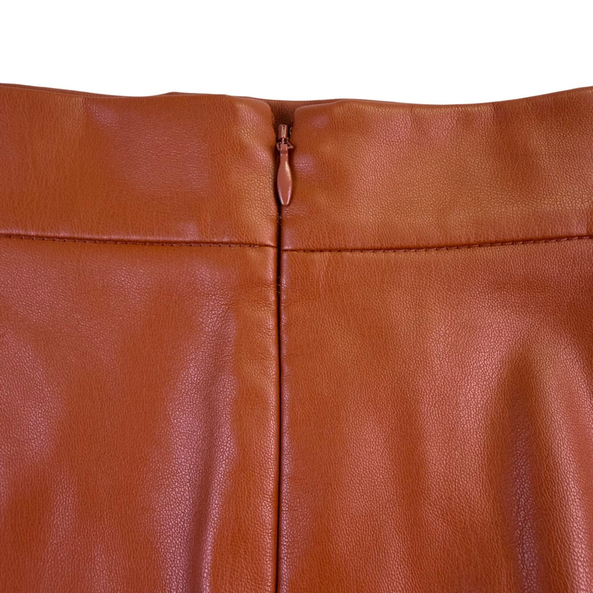 Loft Womens Brown Faux Leather Petite Mini Skirt Gold Button Size 2P