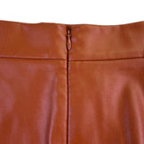 Loft Womens Brown Faux Leather Petite Mini Skirt Gold Button Size 2P