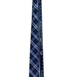 Saddlebred Mens Navy & Blue Plaid Silk Blend Necktie Classic Pattern Formal Wear