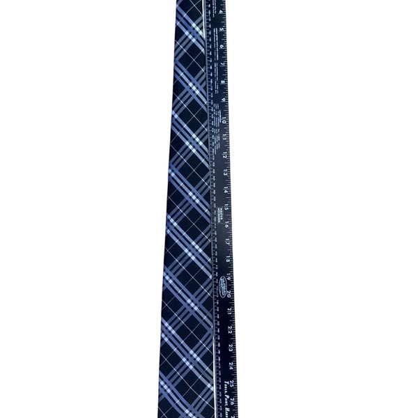 Saddlebred Mens Navy & Blue Plaid Silk Blend Necktie Classic Pattern Formal Wear