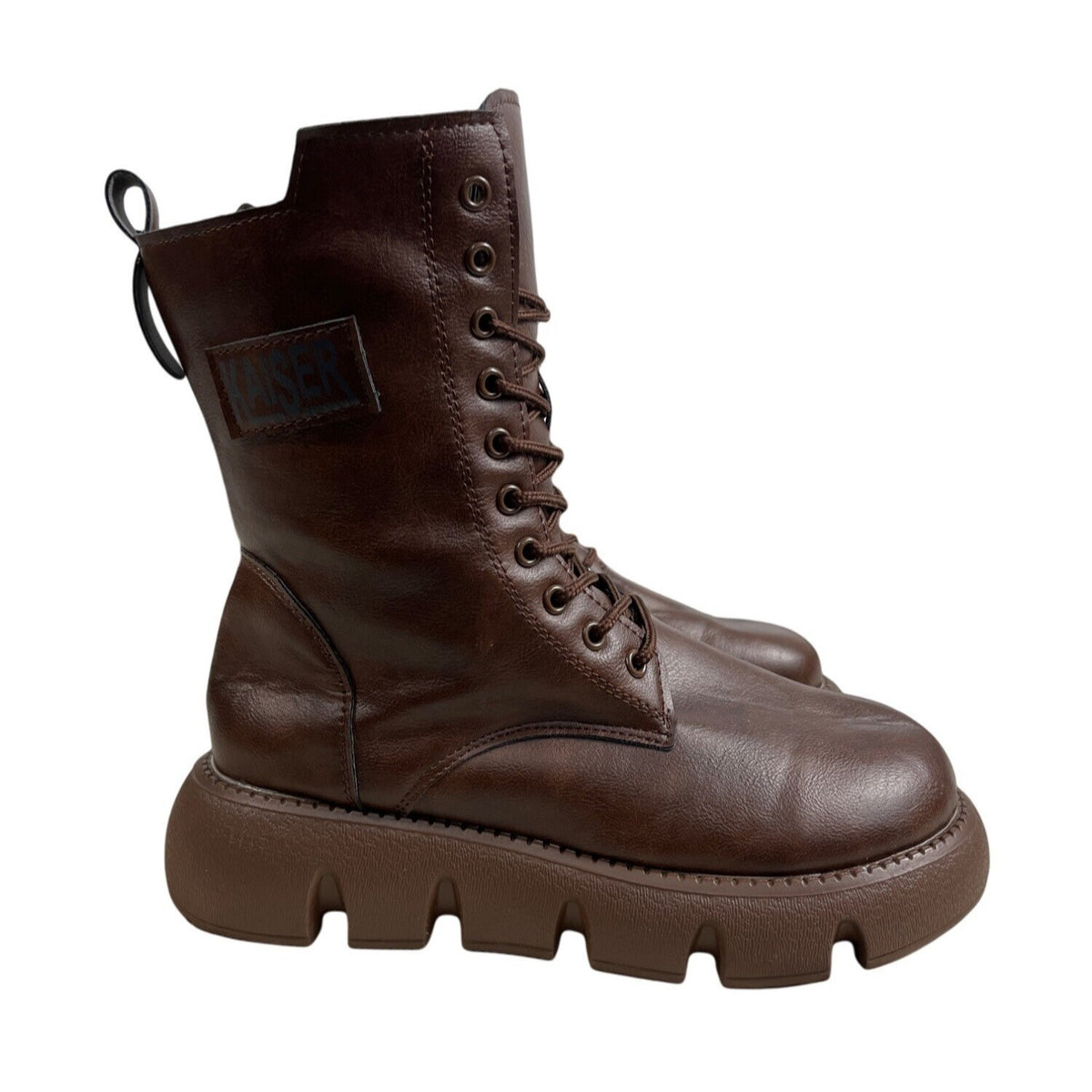 Kaiser Women Military Height Lace-up High top Belt Buckle Vintage Ankle Boots Sz