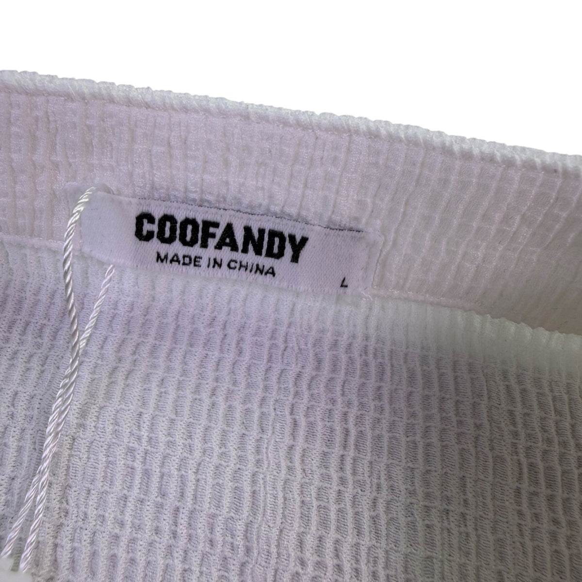 Coofandy Men White  Short Sleeve Stand Collar Shirt Size L