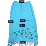 Rickie Treeman Teri Jon Womens Teal Wool Skirt & Scarf Set Fringed Floral Sz XL