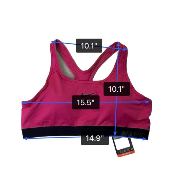 Nike Womens Pink Sports Bra Dri-Fit Medium Support With Black Trim Sz XL