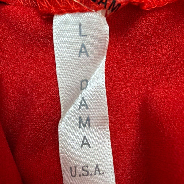 La Dama Womens Red Lace Sleeve Top Size S