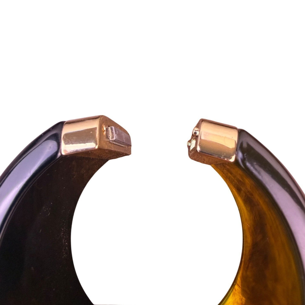 Modern Gold Tone Womens Resin Hinged Cuff Bracelet Brown/Black Elegant Statement