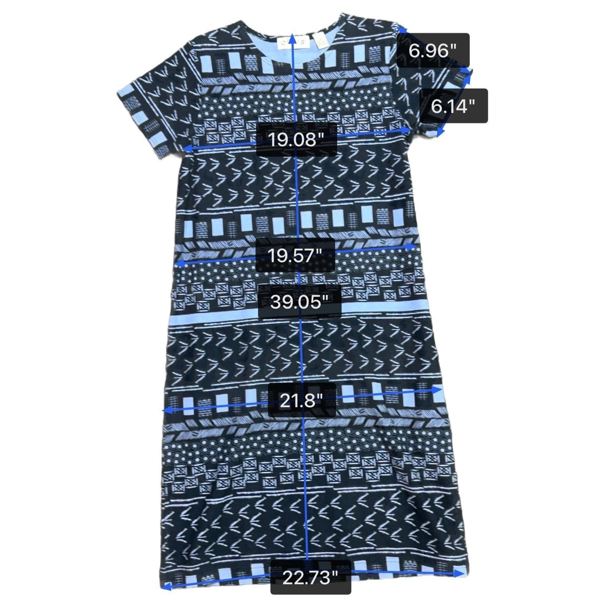 Orvis Womens Navy Tribal Print Midi Dress Relaxed Fit Comfortable Size M