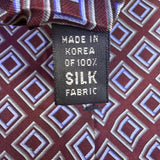 Perry Ellis Mens Burgundy & Blue 100% Silk Geometric Pattern Necktie