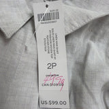 Chicos Womens Light Gray Linen-Blend Button-Down Long Shirt Dress Size 2P