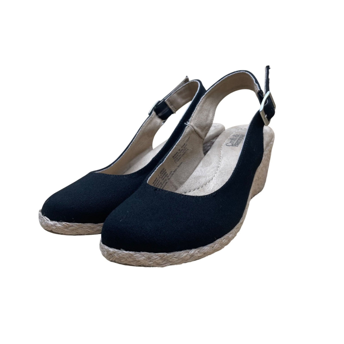 Croft & Barrow Women’s Black Wedge Espadrille Tecomfort Slingback Sandals Size 7