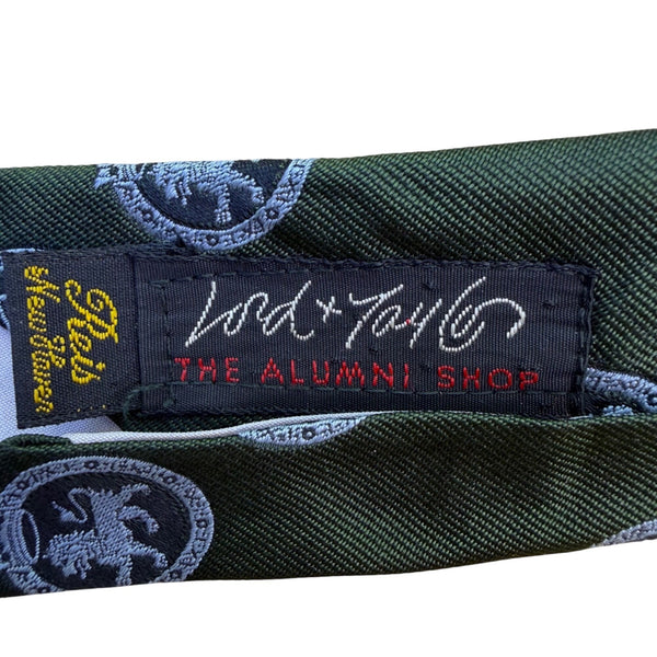 Lord & Taylor Mens Green All Silk Patterned Tie British Crested Club  Details