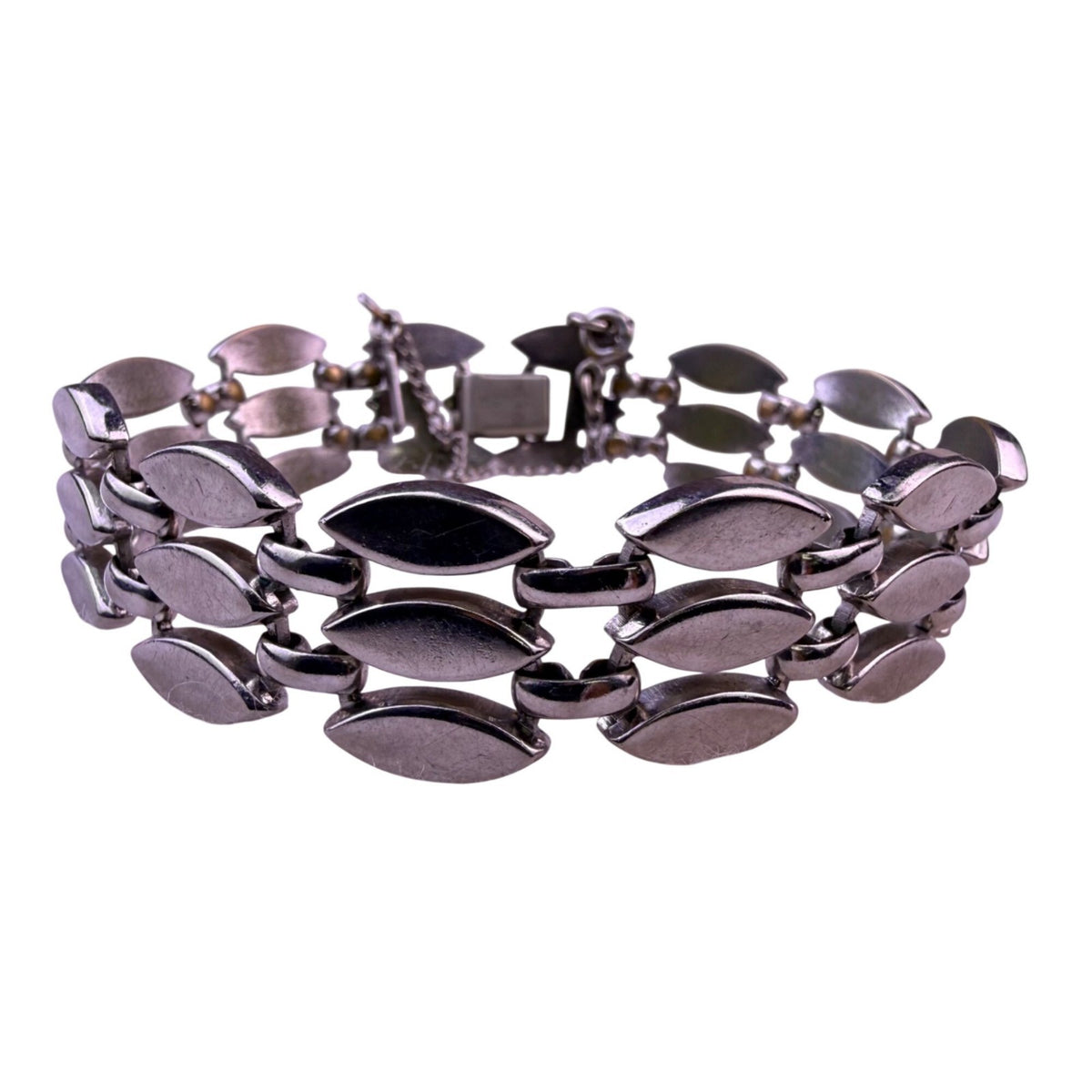 Monet Womens Silver Tone Metal Geometric Link Bracelet With Safety Chain