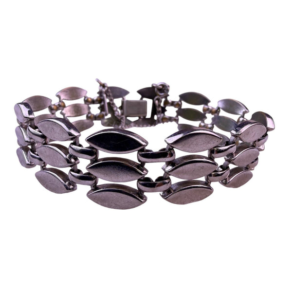 Monet Womens Silver Tone Metal Geometric Link Bracelet With Safety Chain