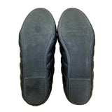 Women’s Black Quilted Leather Desiree Patent Cap Toe Flats Size 6.5