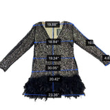Xpluswear Womens Black Sequin Feather Hem Long Sleeve Cocktail Dress Plus Sz XL