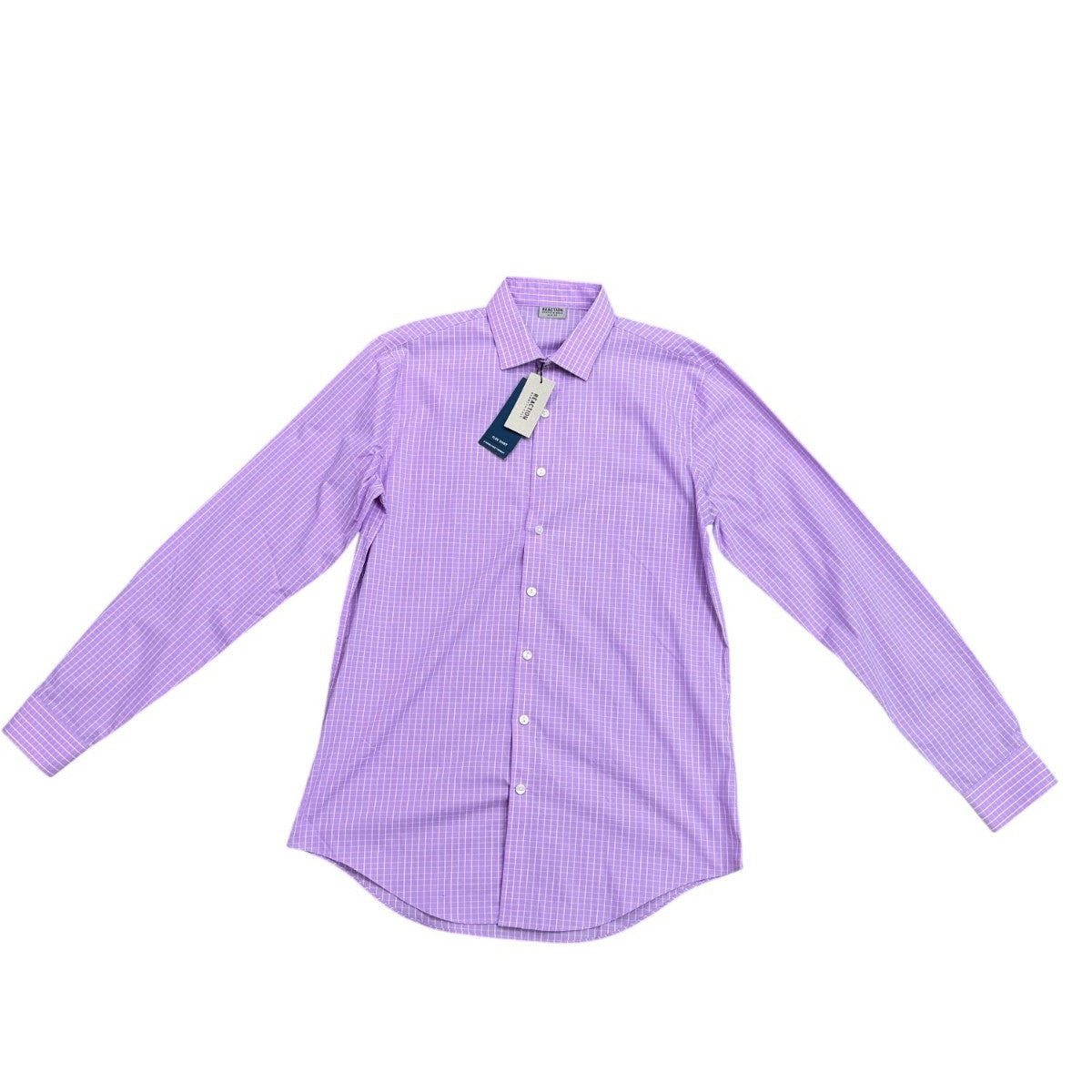 Kenneth Cole Reaction Mens Lavender Cotton Flex Slim Fit Long Sleeve Dress Shirt