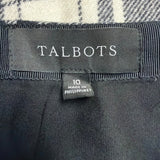 Talbots Womens Black & White Wool Blend Plaid Skirt Fully Lined Size 10