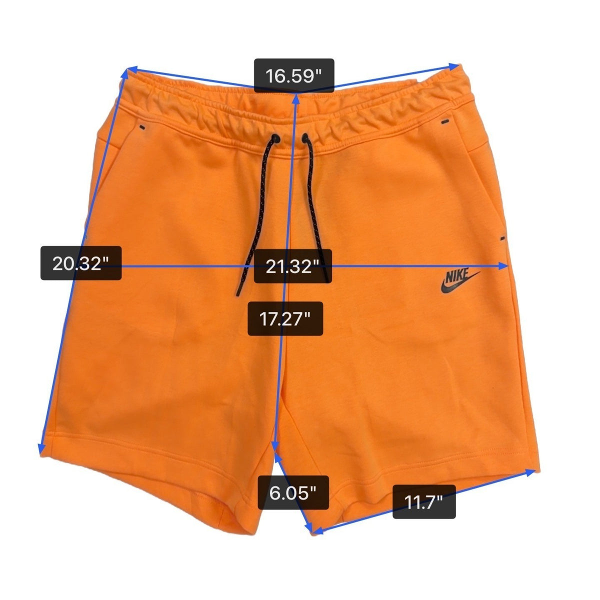Nike Mens Orange Cotton Shorts Athletic Drawstring Waist Above-Knee Fit Size L