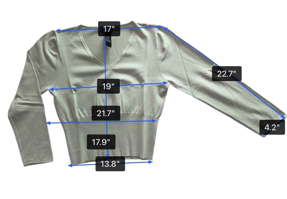 Cest City Womens White Stretch Long Sleeve V-Neck Sweater Size XL