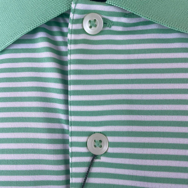 Donald Ross Mens Green Stripe Polo Shirt Classic Fit Lightweight Breathable New
