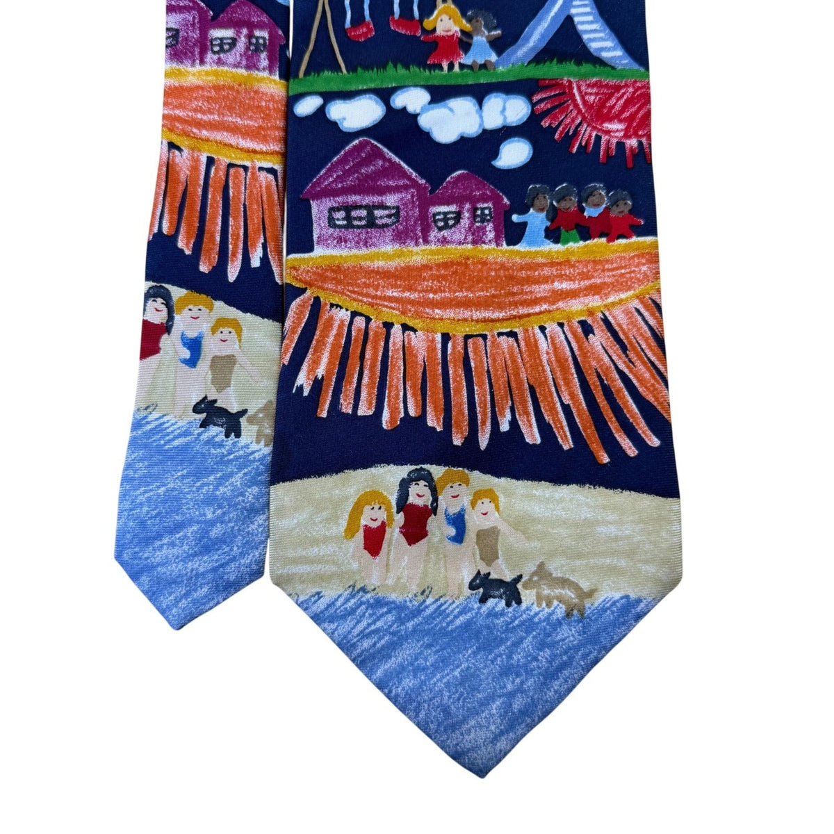 Save The Children Mens Multi-Color 100% Silk Art Tie By Mary Age 9