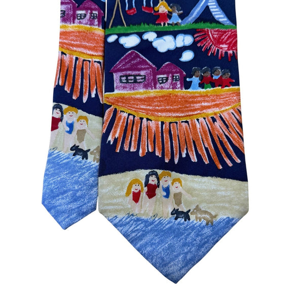 Save The Children Mens Multi-Color 100% Silk Art Tie By Mary Age 9