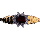 Vintage Womens Gold Tone Bracelet With Red Crystal & Clear Rhinestones 