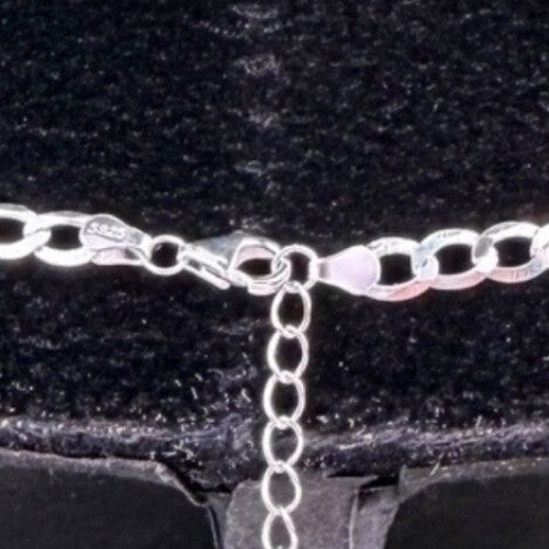 Sterling Silver Womens Silver Tone Flat Figaro Chain Necklace Adjustable Length