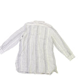 Garnet Hill Womens White/Blue Linen Striped Long Sleeve Shirt Button Front Sz XL