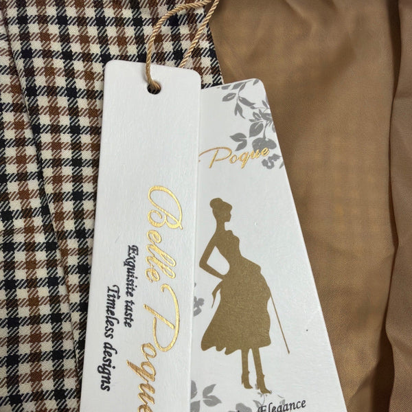 Belle Poque Womens Brown & Black Gingham Plaid Vest Blazer Top Size M