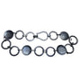 Silver-Tone Textured Metal Women’s Chain Necklace Oval & Circle Link Design
