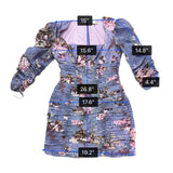 ASOS Womens Purple Floral Long Sleeve Puff Shoulder Bodycon Mini Dress Sz US 6