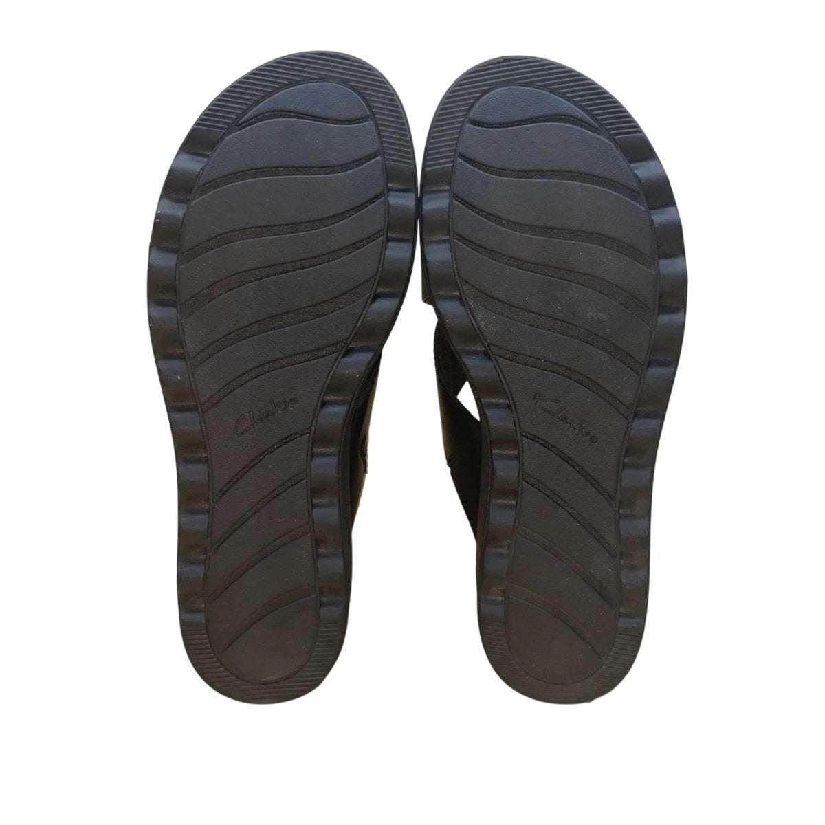 Clarks Collection Women’s Black Criss-Cross Comfort Wedge Slide Sandals Size 7.5