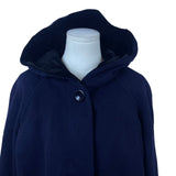 Forecaster Women’s Navy Wool Hooded Coat With Velvet Trim Warm Outerwear Sz 12