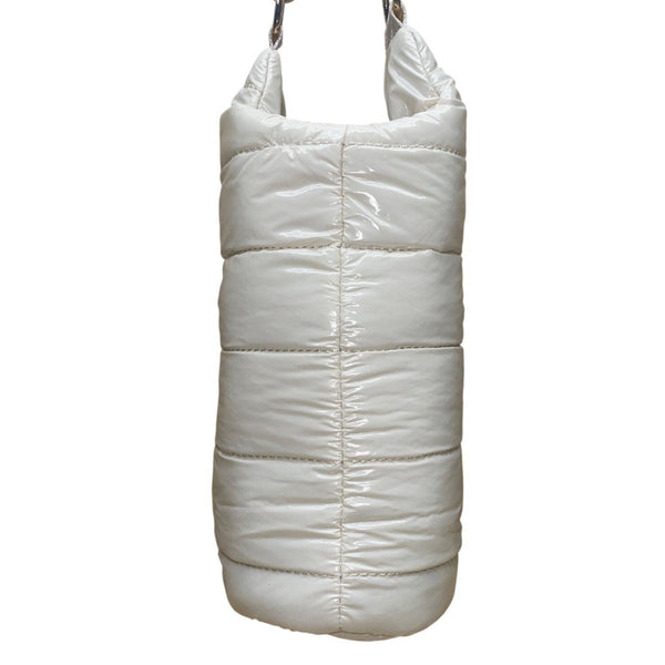WanderFull Women’s Ivory Glossy Quilted Crossbody Hydrobag With Adjustable Strap
