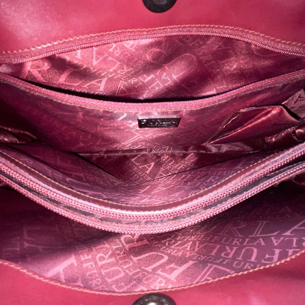 Furla Womens Burgundy Leather Genuine Italian Double Shoulder Straps Tote Bag