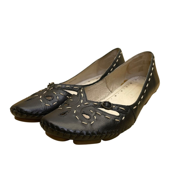 Pikolinos Women’s Black Leather Cutout Detail Naturally Slip-On Low Heels Sz 37