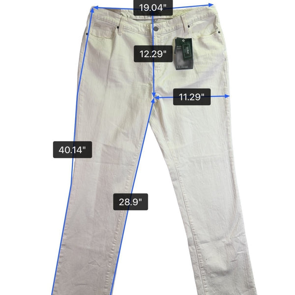 L.L. Bean Womens White Favorite Fit Jeans Regular Comfortable Size 16
