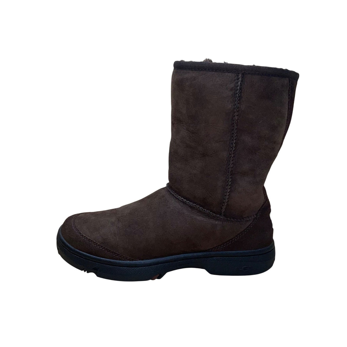 UGG Women’s Brown Suede Mid-Calf Warm Lined  Ultimate Short Boots Size W8
