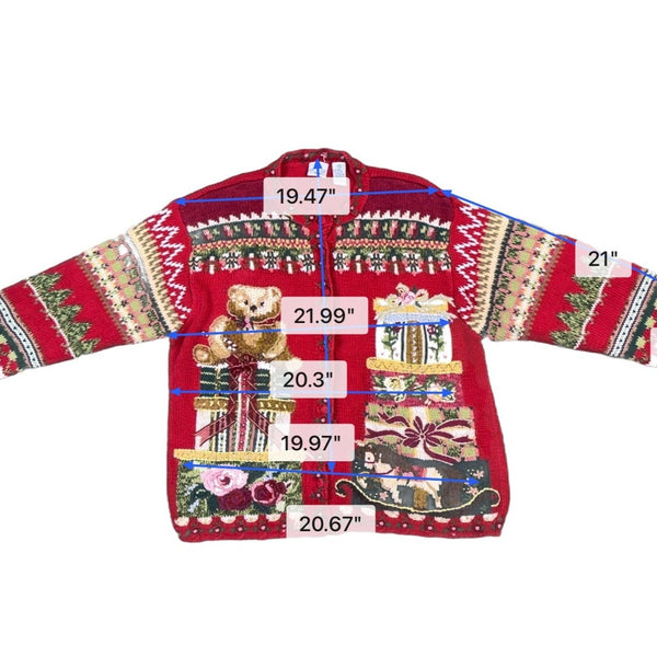 Carolina Colours Womens Red Festive Christmas Beaded Cardigan Plus Size 20W