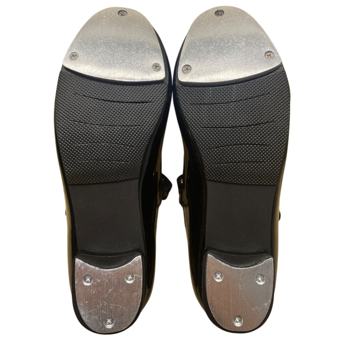 Linodes Big Kid Black Patent Easy Strap Tap Dance Shoes Size 4M