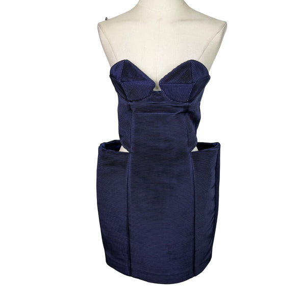 Hannah Marshall  Navy Silk Strapless Mini Bustier Dress Elegant & Fitted Sz 6