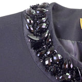 Nipon Boutique Womens Black Embellished Collar Open-Front Jacket Size 4
